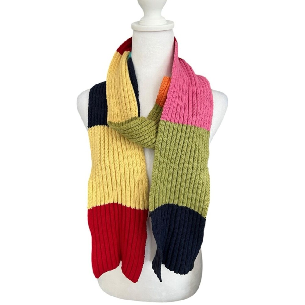 Next Era Ribbed Knit Scarf Multicolor Colorblock Cotton Ramie Cozy Winter